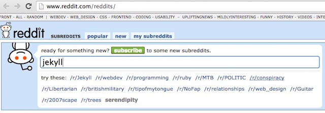 Jekyll Subreddits